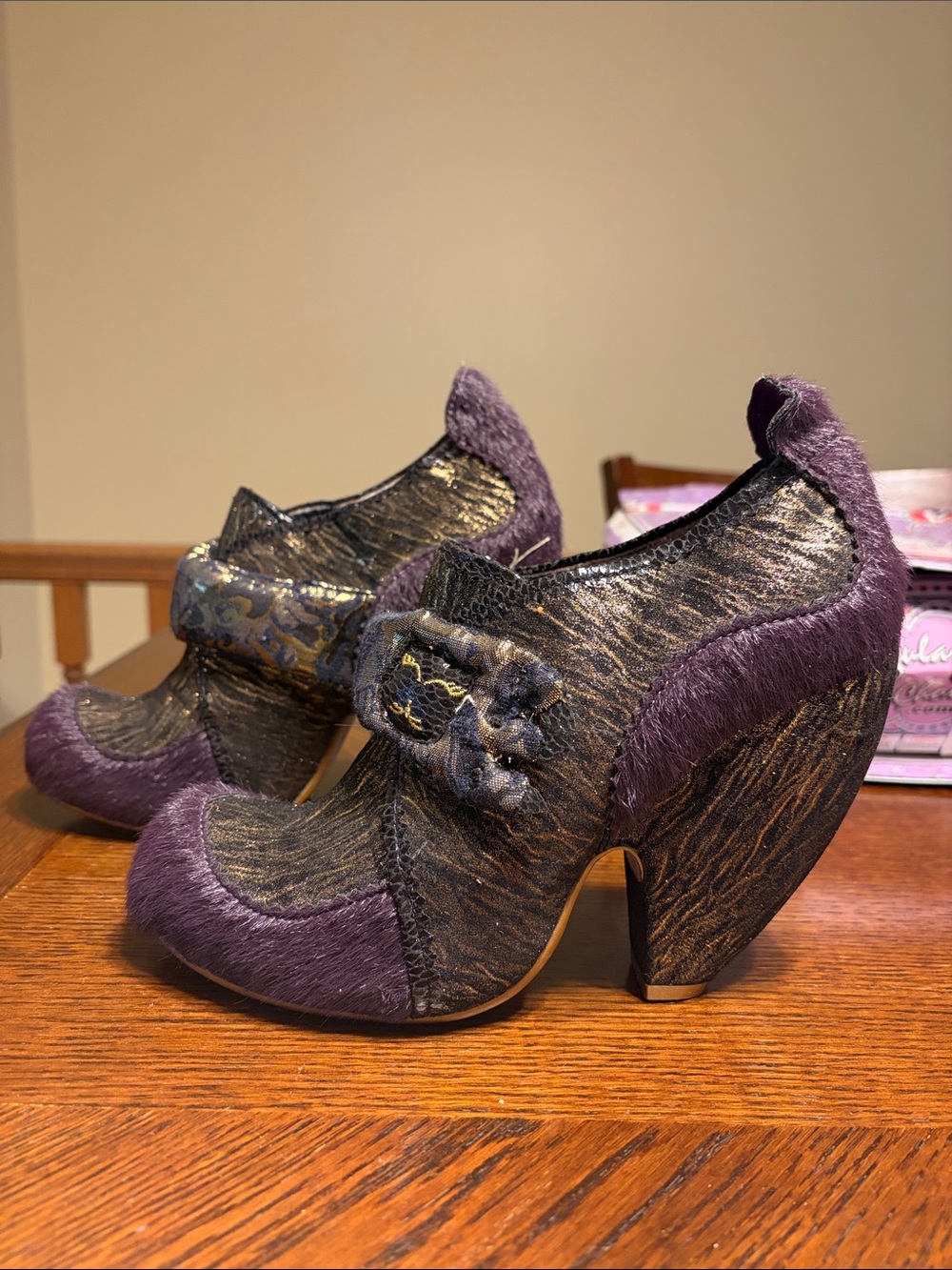 Irregular Choice Purple and Gold Textured Statement Heels 40/9 New